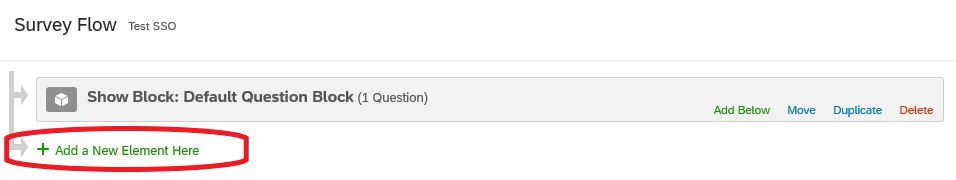 Screen shot of survey tab with "Survey Flow" circled