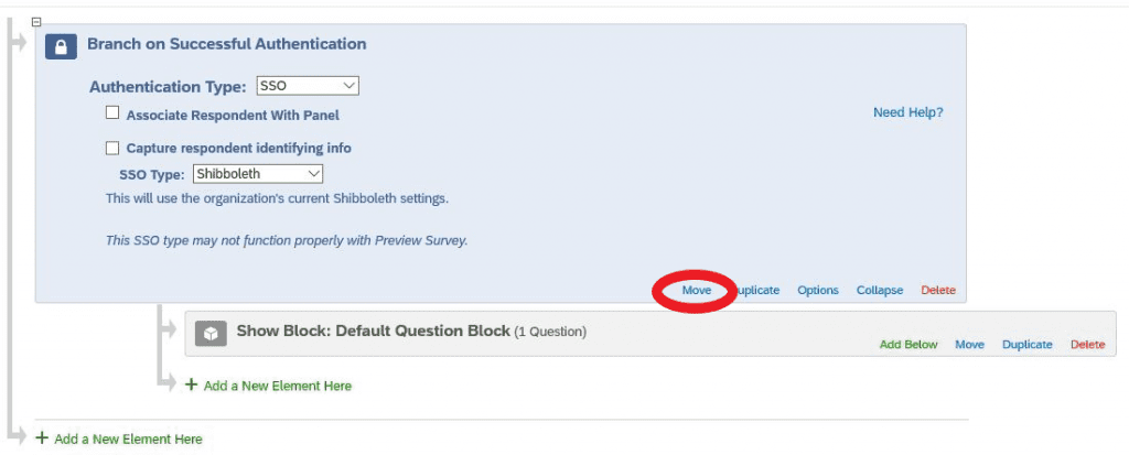 Screen shot of Authentication window with Move circled