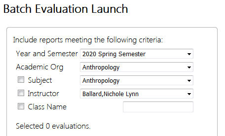 Batch evaluation launch menu screen grab