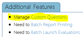 Main menu manage custom questions