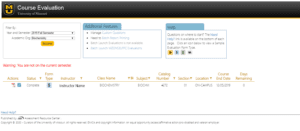 Course evaluation screen with PDF report available